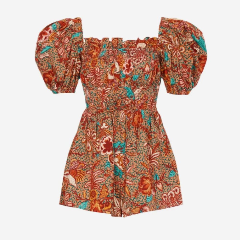 Ulla Johnson Arlo Cotton Poplin Puff Sleeve Romper size 12
